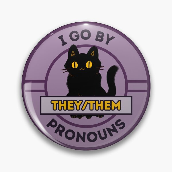 Item preview, They/Them Pronouns | LGBTQ Pride Witchy Black Cat | They Them pronoun designed and sold by Furia LGBTQ+ Accessories.
