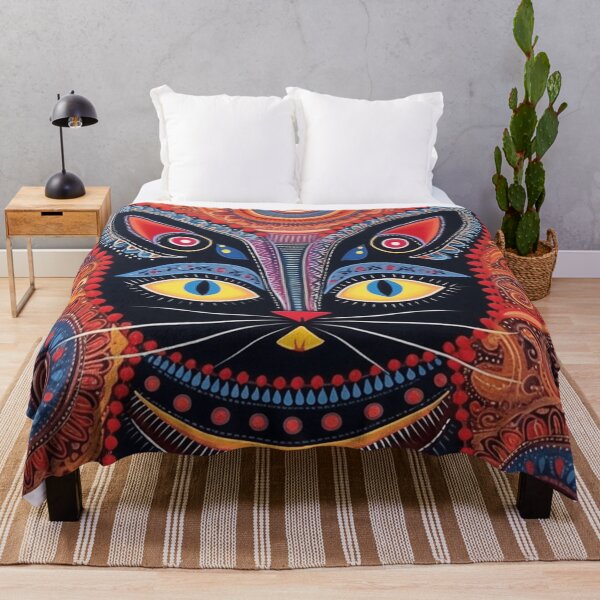 Item preview, Black kitten, folk art style designed and sold by SBD-Shop.