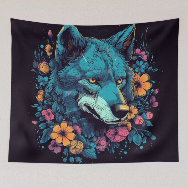 Item preview, Wolf with Flowers designed and sold by Adam Arts.