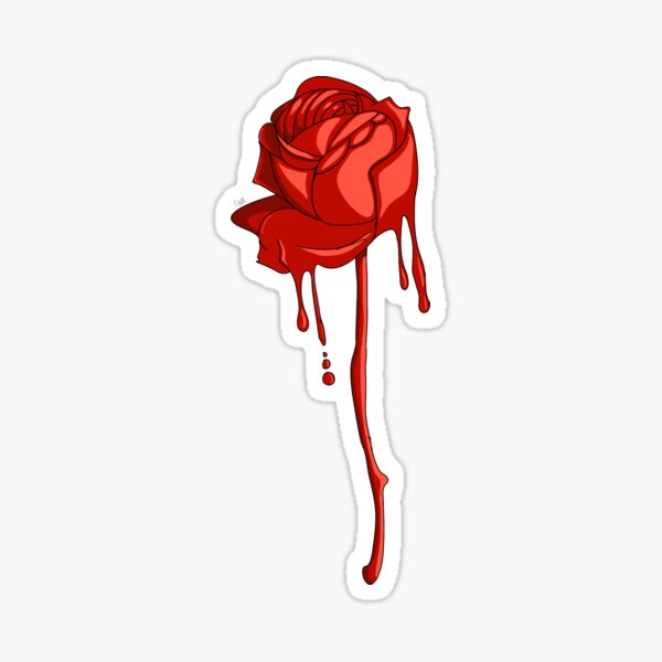 Dripping red rose Sticker