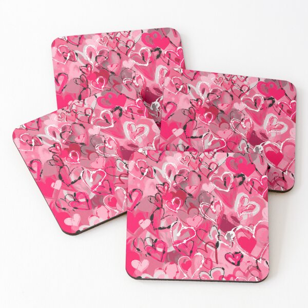 Item preview, Playful Pink Hearts: Abstract Acrylic Art with Ink Doodl designed and sold by CharlieCreates.
