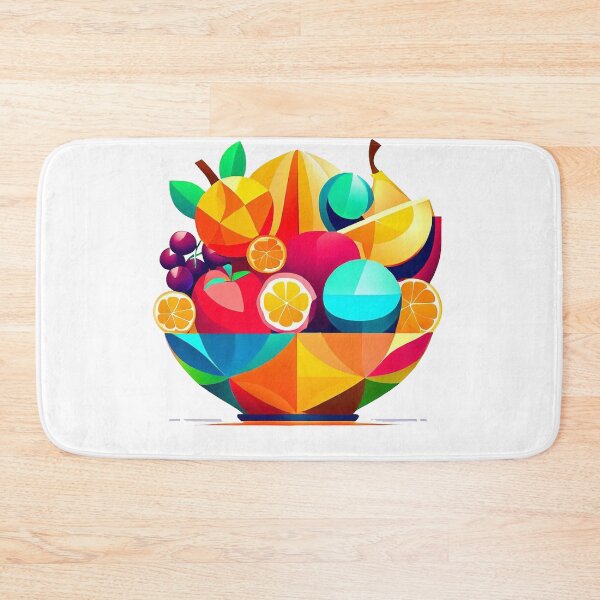 Item preview, bowl of fruit, geometric art, bright and vibrant designed and sold by luckymando.