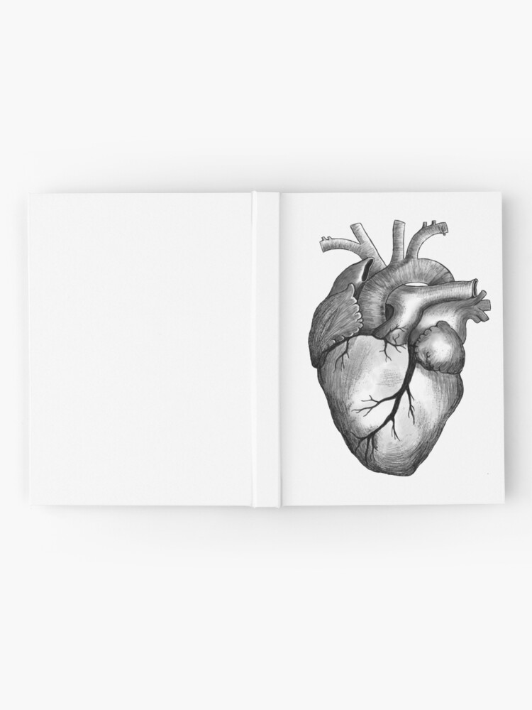 Carnet cartonn avec l uvre Coeur humain noir et blanc de l