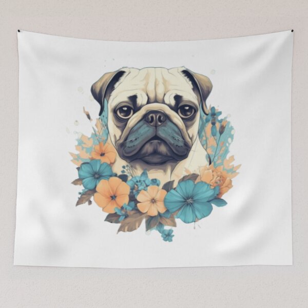 Item preview,  Floral Pug Portrait: Vintage Delights designed and sold by lg whittaker.