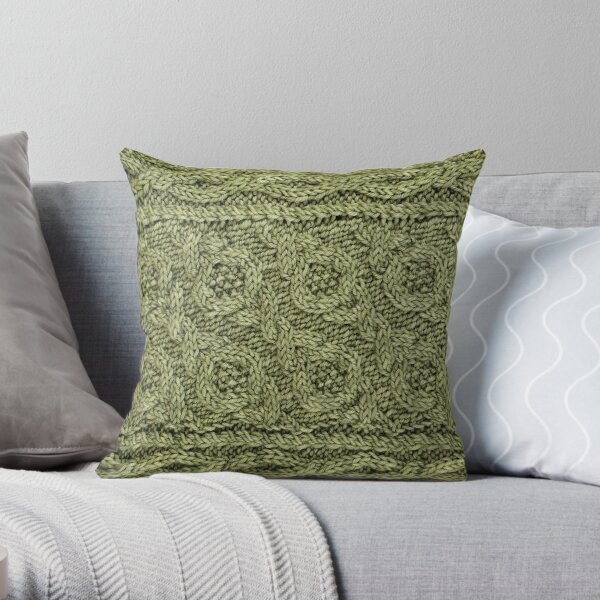 Crossways Cable - Celery Throw Pillow