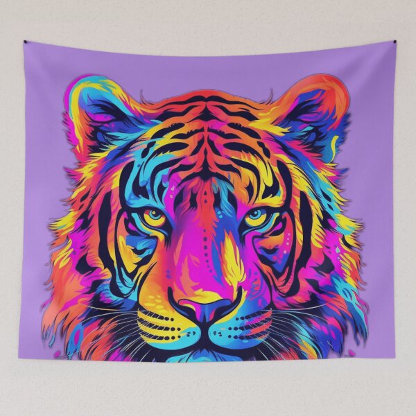 Item preview, Imposing Tiger, day glo art style designed and sold by SBD-Shop.