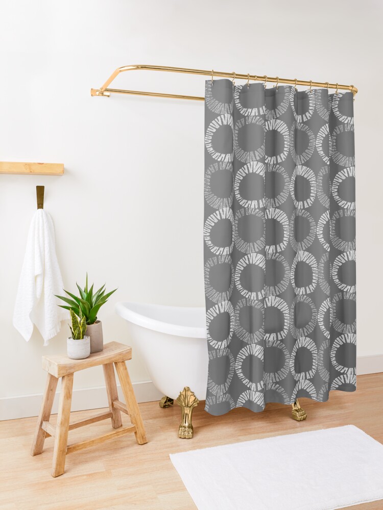 Thumbnail 3 of 5, Shower Curtain, Beach vibes monochrome designed and sold by LisaLeQuelenec.