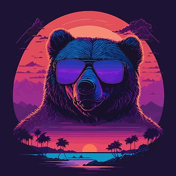 Synthwave - Retrowave - Grizzly Bear wearing sunglasses Art Board Print  for Sale by brindled