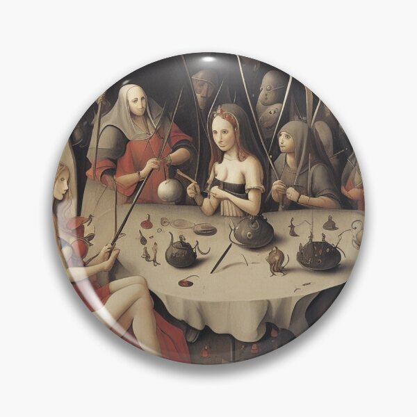 Item preview, A twisted landscape in Hell with Demons and Fallen angels at the Witches tea party after Hieronymus Bosch designed and sold by Vintage Designs +.