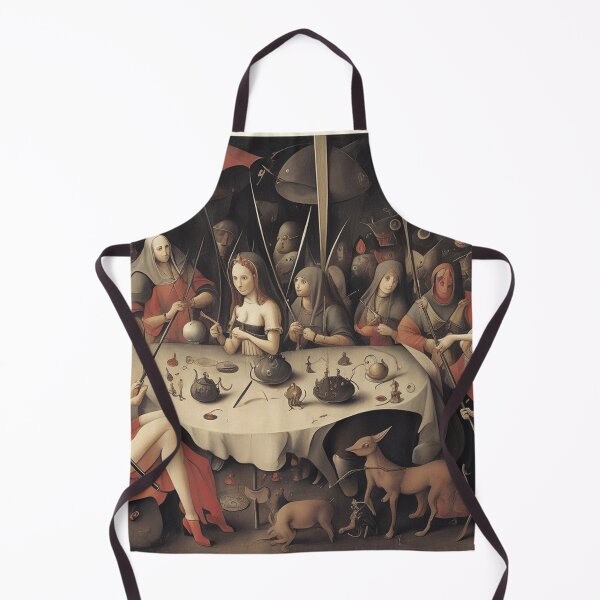 Item preview, A twisted landscape in Hell with Demons and Fallen angels at the Witches tea party after Hieronymus Bosch designed and sold by Vintage Designs +.