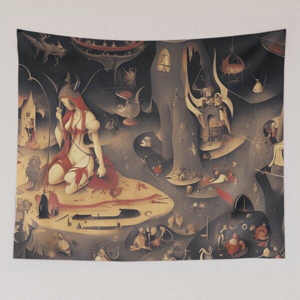Item preview,  A twisted landscape in Hell with Demons and Fallen angels after Hieronymus Bosch designed and sold by Vintage Designs +.