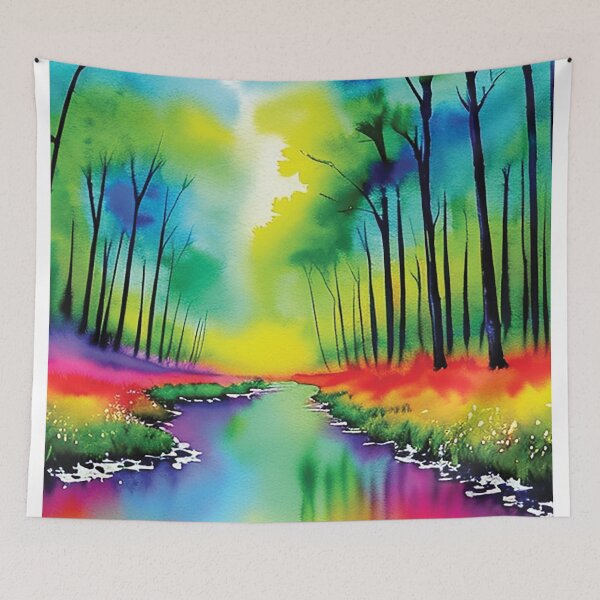Artikelvorschau, Aquarellwald- und Flusslandschaft entworfen und verkauft von Tstickers888.
