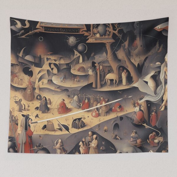 Item preview,  A twisted landscape in Hell with Demons and Fallen angels after Hieronymus Bosch designed and sold by Vintage Designs +.