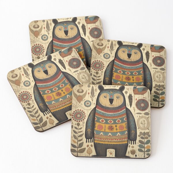 Item preview, cute little bear, folk art style designed and sold by SBD-Shop.
