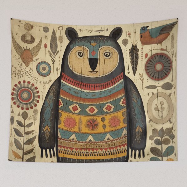 Item preview, cute little bear, folk art style designed and sold by SBD-Shop.