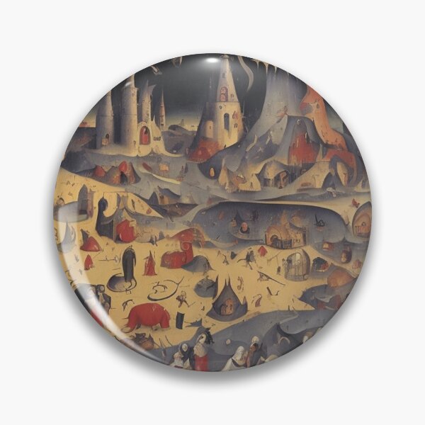 Item preview, The Garden of Unearthly Pain Hellscape in Hell with Demons and Fallen angels after Hieronymus Bosch designed and sold by Vintage Designs +.