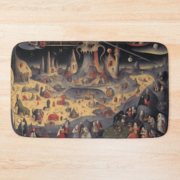 Item preview, The Garden of Unearthly Pain Hellscape in Hell with Demons and Fallen angels after Hieronymus Bosch designed and sold by Vintage Designs +.