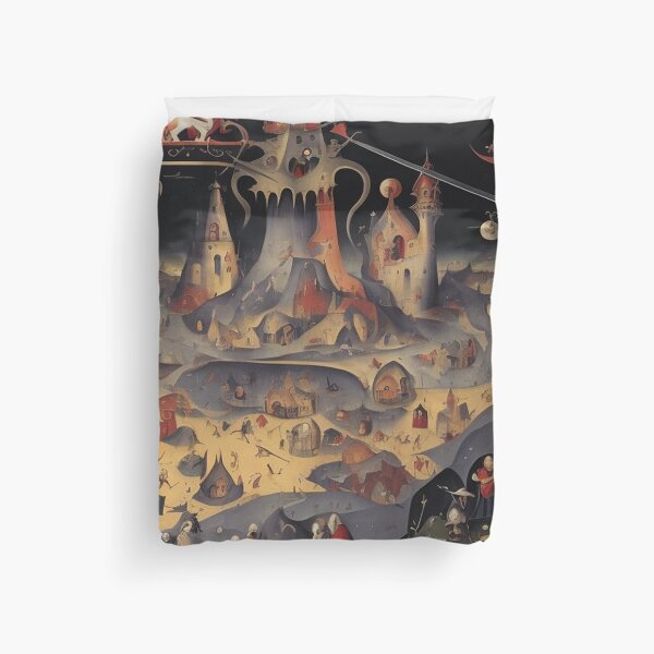 Item preview, The Garden of Unearthly Pain Hellscape in Hell with Demons and Fallen angels after Hieronymus Bosch designed and sold by Vintage Designs +.