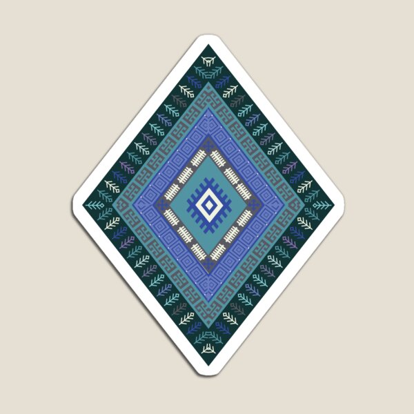Kilim Diamonds - Blue, elegant pattern by Cecca Designs Magnet