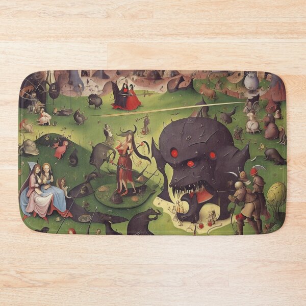 Item preview, The Garden of Unearthly Pain Hellscape in Hell with Demons and Fallen angels after Hieronymus Bosch designed and sold by Vintage Designs +.