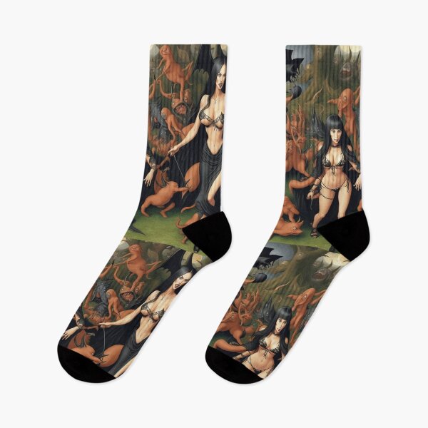 Item preview,  A twisted landscape in Hell with Demons and Fallen angels at the Witches sabbath after Hieronymus Bosch designed and sold by Vintage Designs +.