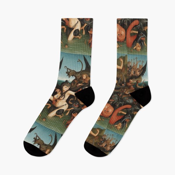 Item preview,  A twisted landscape in Hell with Demons and Fallen angels at the Witches sabbath after Hieronymus Bosch designed and sold by Vintage Designs +.