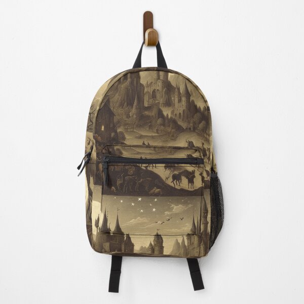 Item preview, A Gothic Castle Fortress above Medieval Denizens after Hieronymus Bosch designed and sold by Vintage Designs +.