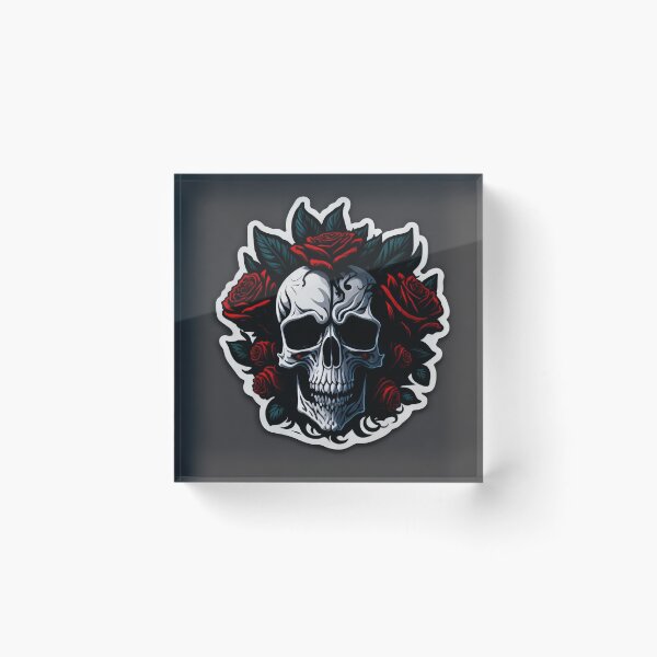 Item preview, Skulls and roses - love and death - sticker art designed and sold by ROBIN MACGREGOR.