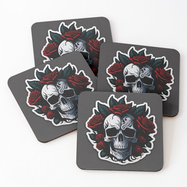 Item preview, Skulls and roses - love and death - sticker art designed and sold by ROBIN MACGREGOR.