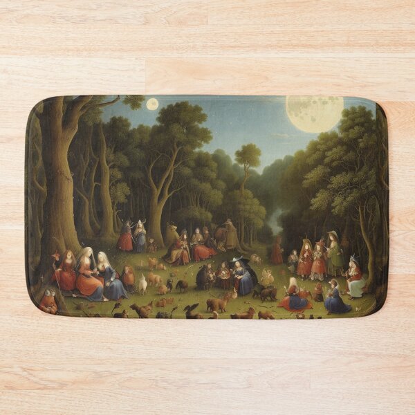 Item preview, A Woodland scene with full moon with Demons and Fallen angels at the Witches sabbath after Hieronymus Bosch designed and sold by Vintage Designs +.