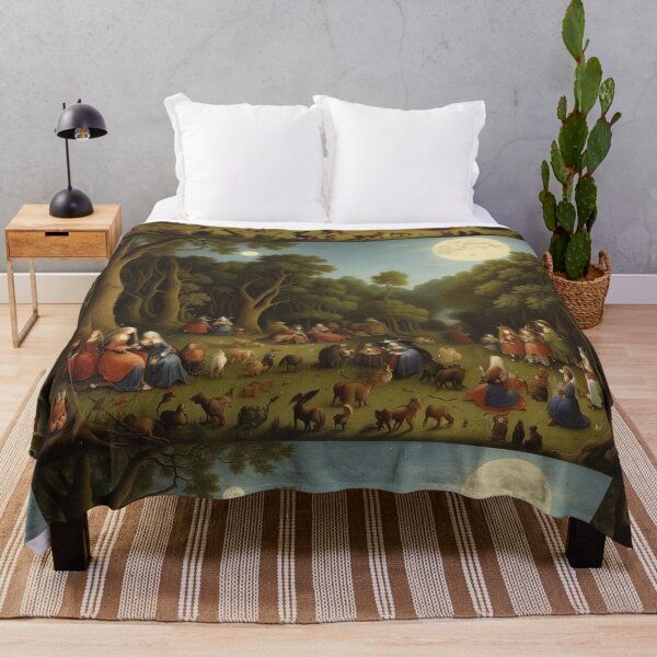 Item preview, A Woodland scene with full moon with Demons and Fallen angels at the Witches sabbath after Hieronymus Bosch designed and sold by Vintage Designs +.