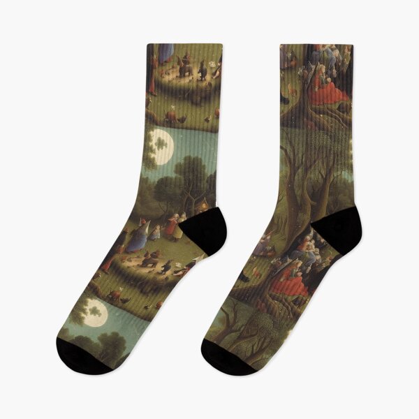 Item preview, A Woodland scene with full moon with Demons and Fallen angels at the Witches sabbath after Hieronymus Bosch designed and sold by Vintage Designs +.