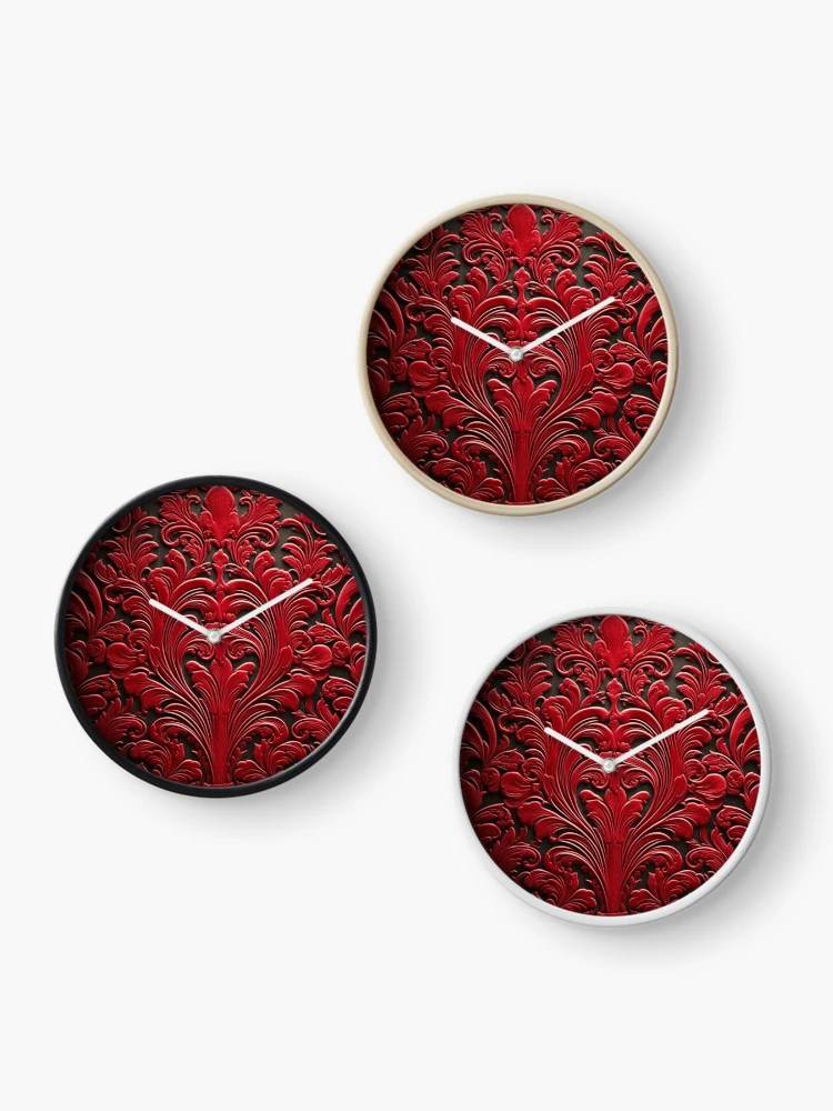 Thumbnail 3 of 4, Clock, Complex red pattern beta designed and sold by Foxclothier.