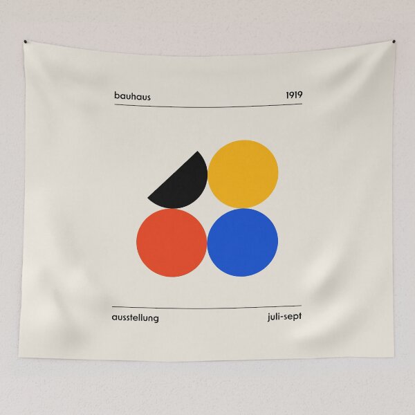 Item preview, Bauhaus Circles and Semicircle Red Blue Yellow Black designed and sold by ahumbleconcept.