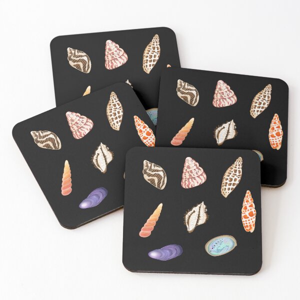 Item preview, Textured, patterned seashell pattern, black designed and sold by Naty Design Prague.