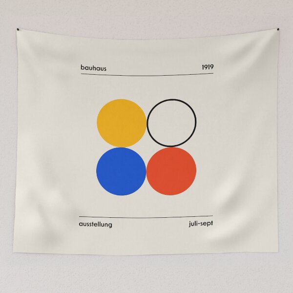 Item preview, Bauhaus Circles Red Blue Yellow Black designed and sold by ahumbleconcept.