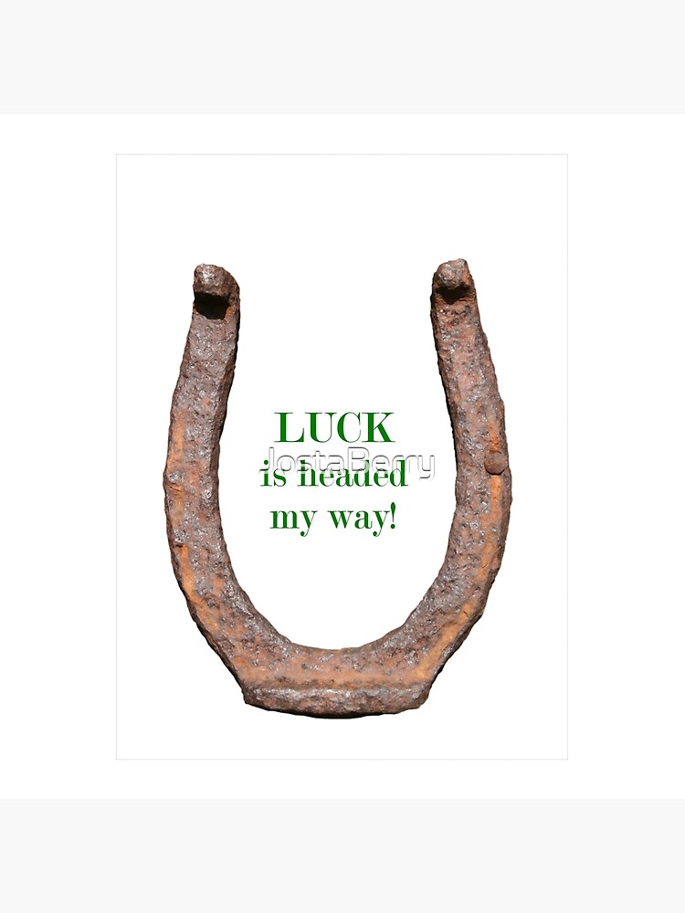 "Lucky Horseshoe Quote for Good Luck" Throw Pillow for Sale by