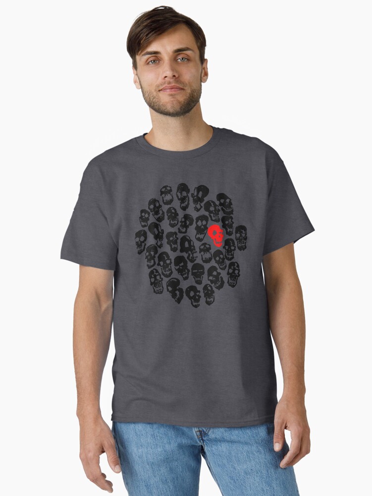 Thumbnail 1 of 7, Classic T-Shirt, Black on Black Skulls designed and sold by jasoncmeyer.
