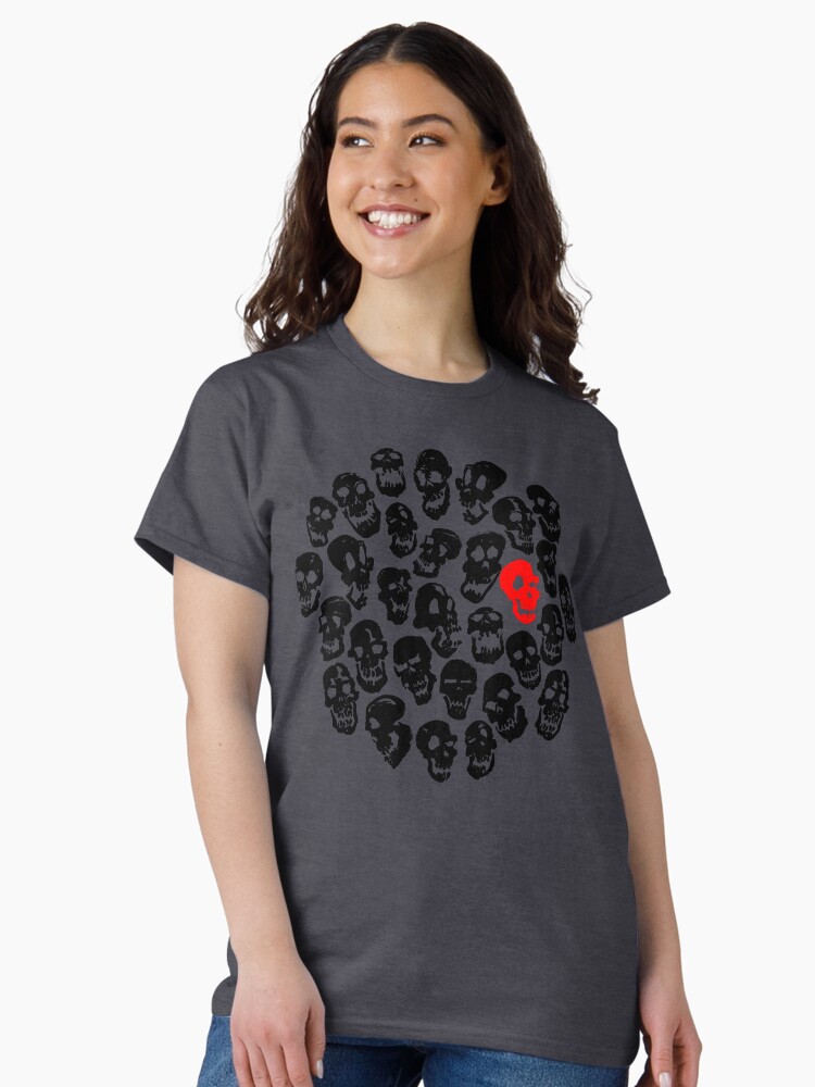 Thumbnail 2 of 7, Classic T-Shirt, Black on Black Skulls designed and sold by jasoncmeyer.