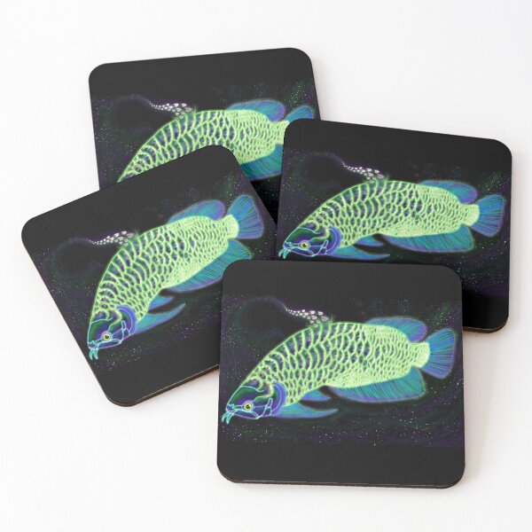 Item preview, Neon Arowana in Space with Betta Fish Inside its Scales designed and sold by Strings & Wings.