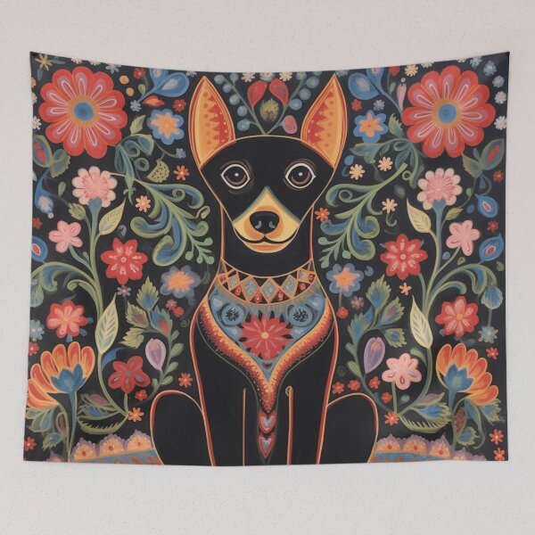 Item preview, cute little dog, folk art style designed and sold by SBD-Shop.