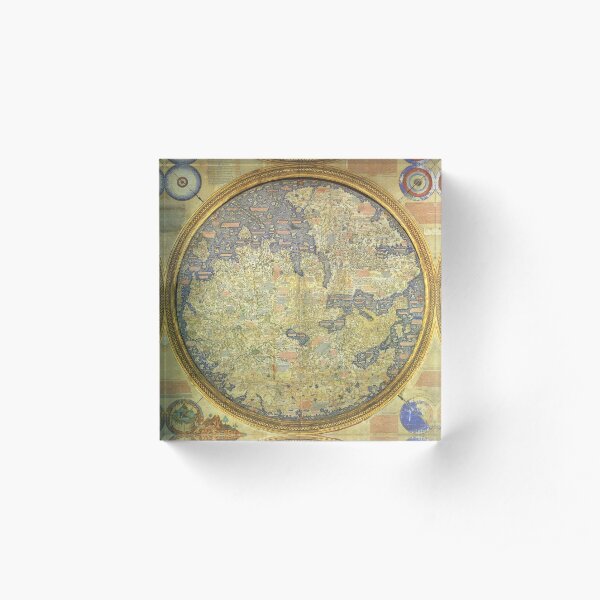 The Fra Mauro Map of the world. The map depicts Asia, Africa and Europe. Acrylic Block