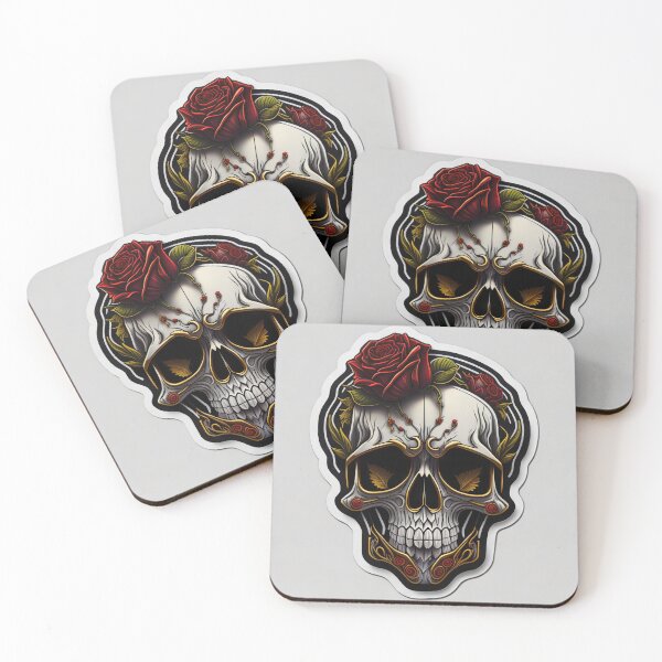 Item preview, Skulls and roses - love and death - sticker art designed and sold by ROBIN MACGREGOR.