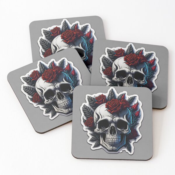 Item preview, Skulls and roses - love and death - sticker art designed and sold by ROBIN MACGREGOR.