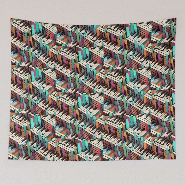 Item preview, Weirdcore cartoon piano keys pattern--tile designed and sold by StrongSouls.