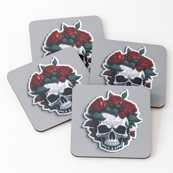Item preview, Skulls and roses - love and death - sticker art designed and sold by ROBIN MACGREGOR.