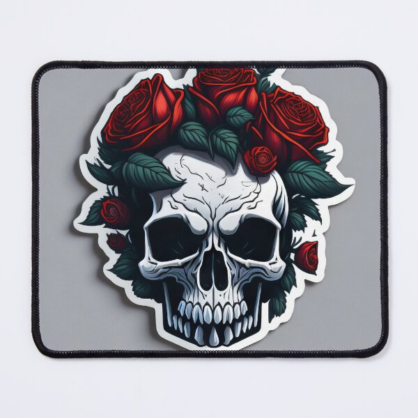 Item preview, Skulls and roses - love and death - sticker art designed and sold by ROBIN MACGREGOR.
