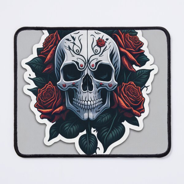 Item preview, Skulls and roses - love and death - sticker art designed and sold by ROBIN MACGREGOR.