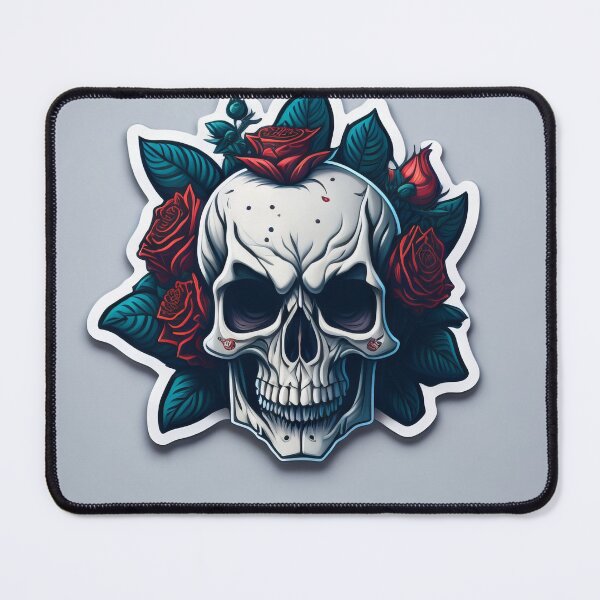 Item preview, Skulls and roses - love and death - sticker art designed and sold by ROBIN MACGREGOR.