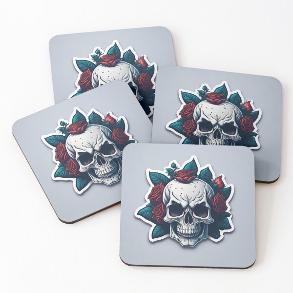Item preview, Skulls and roses - love and death - sticker art designed and sold by ROBIN MACGREGOR.